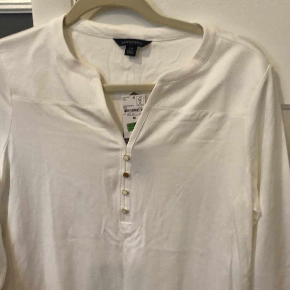 Women’s Med white top with button details